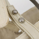 CHANEL Paris Biarritz GM Tote Bag Coated Canvas White Silver CC Auth 142940-10