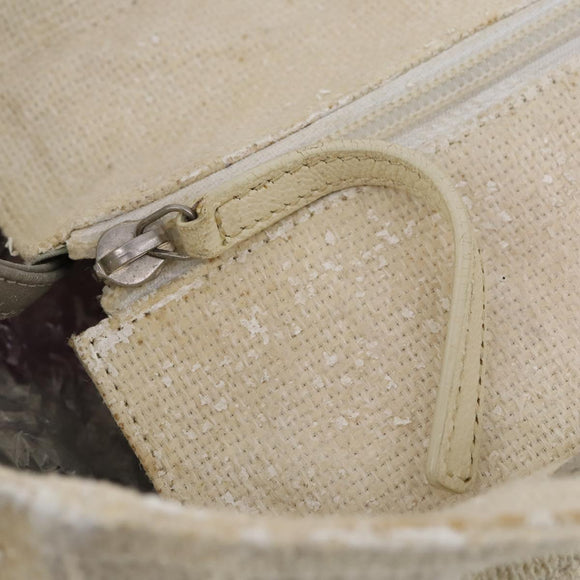 CHANEL Paris Biarritz GM Tote Bag Coated Canvas White Silver CC Auth 142940