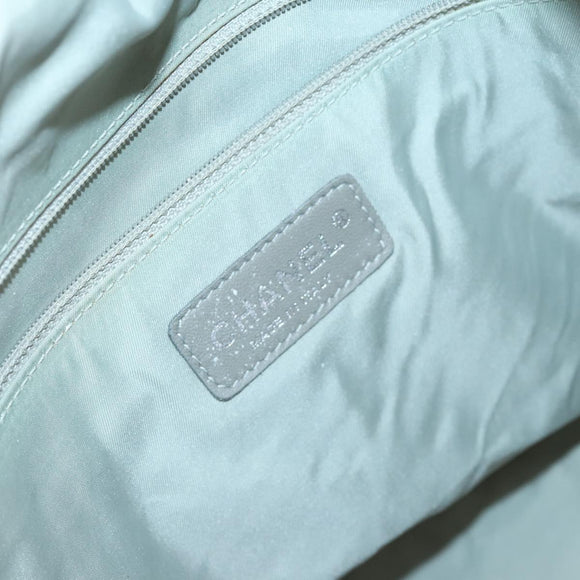 CHANEL Paris Biarritz GM Tote Bag Coated Canvas White Silver CC Auth 142940