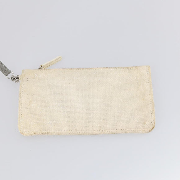 CHANEL Paris Biarritz GM Tote Bag Coated Canvas White Silver CC Auth 142940