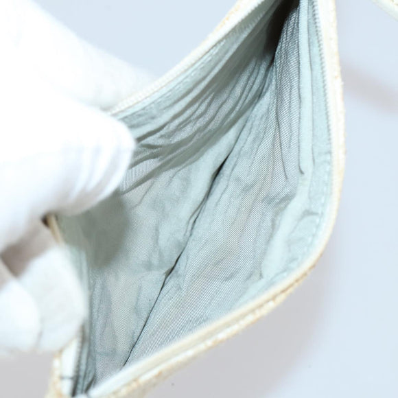 CHANEL Paris Biarritz GM Tote Bag Coated Canvas White Silver CC Auth 142940