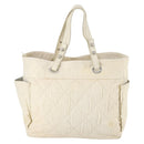 CHANEL Paris Biarritz GM Tote Bag Coated Canvas White Silver CC Auth 142940-2