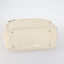 CHANEL Paris Biarritz GM Tote Bag Coated Canvas White Silver CC Auth 142940-5