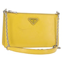 PRADA Chain Shoulder Bag Safiano leather Yellow Silver Auth 142941-1