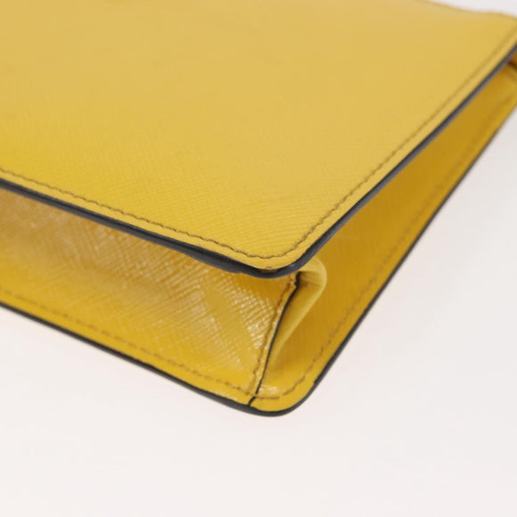 PRADA Chain Shoulder Bag Safiano leather Yellow Silver Auth 142941