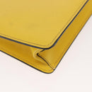 PRADA Chain Shoulder Bag Safiano leather Yellow Silver Auth 142941-12