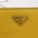 PRADA Chain Shoulder Bag Safiano leather Yellow Silver Auth 142941-14