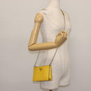 PRADA Chain Shoulder Bag Safiano leather Yellow Silver Auth 142941-22