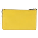 PRADA Chain Shoulder Bag Safiano leather Yellow Silver Auth 142941-3