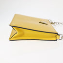 PRADA Chain Shoulder Bag Safiano leather Yellow Silver Auth 142941-4