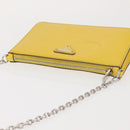 PRADA Chain Shoulder Bag Safiano leather Yellow Silver Auth 142941-6