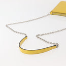 PRADA Chain Shoulder Bag Safiano leather Yellow Silver Auth 142941-7