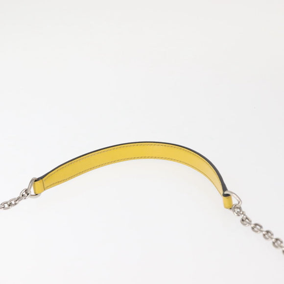 PRADA Chain Shoulder Bag Safiano leather Yellow Silver Auth 142941
