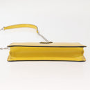 PRADA Chain Shoulder Bag Safiano leather Yellow Silver Auth 142941-9