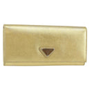 PRADA Long Wallet Safiano leather Gold Auth 142948-1
