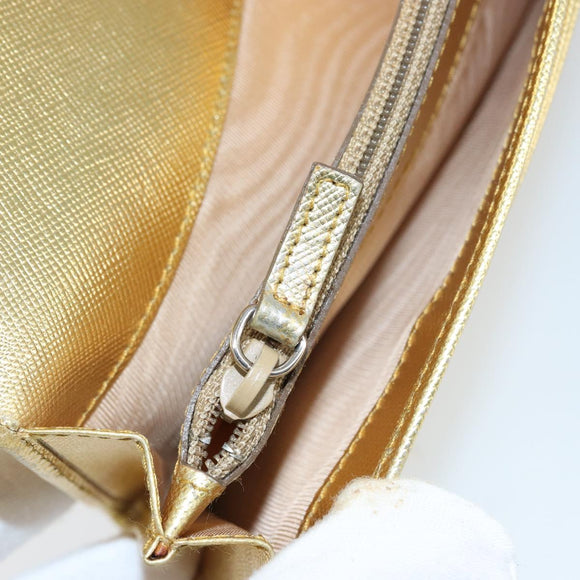 PRADA Long Wallet Safiano leather Gold Auth 142948