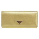 PRADA Long Wallet Safiano leather Gold Auth 142948-2