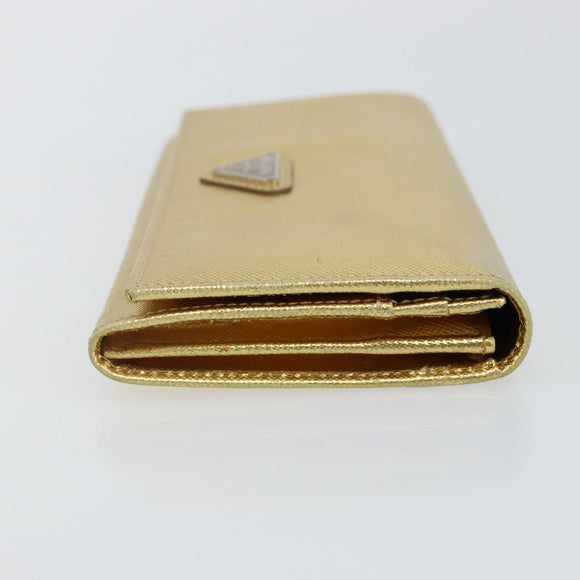 PRADA Long Wallet Safiano leather Gold Auth 142948
