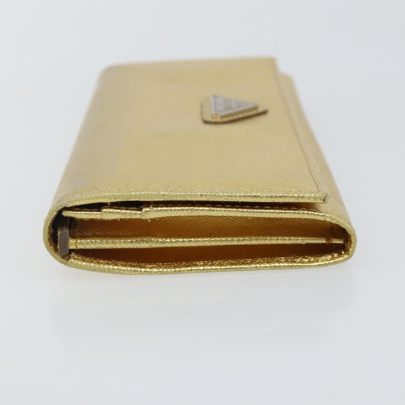 PRADA Long Wallet Safiano leather Gold Auth 142948