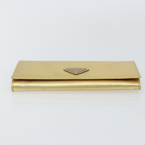 PRADA Long Wallet Safiano leather Gold Auth 142948