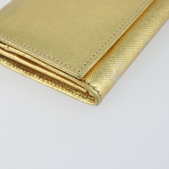 PRADA Long Wallet Safiano leather Gold Auth 142948