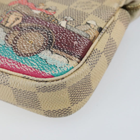 LOUIS VUITTON Damier Azur Illustre Mini Pochette Accessoires N41463 Auth 142956