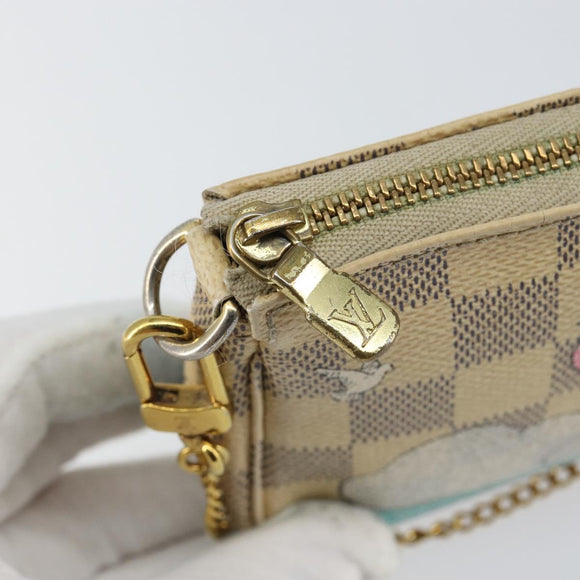 LOUIS VUITTON Damier Azur Illustre Mini Pochette Accessoires N41463 Auth 142956