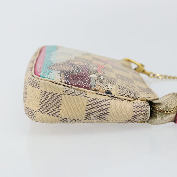 LOUIS VUITTON Damier Azur Illustre Mini Pochette Accessoires N41463 Auth 142956