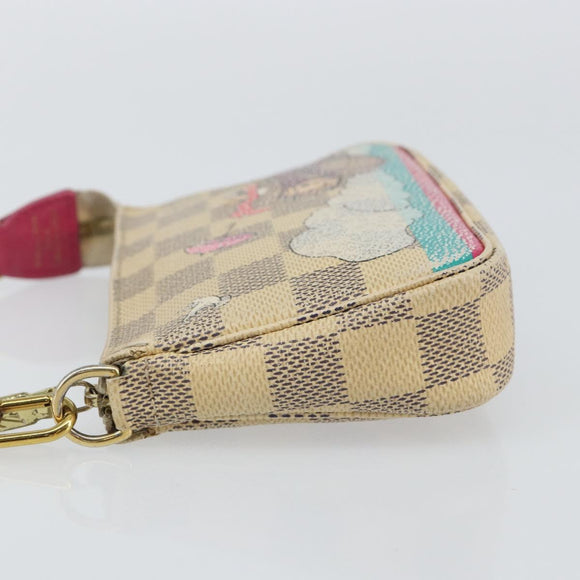 LOUIS VUITTON Damier Azur Illustre Mini Pochette Accessoires N41463 Auth 142956