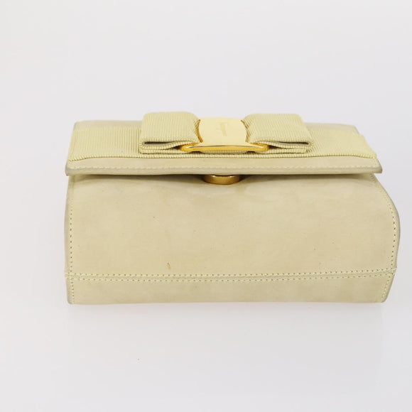 Salvatore Ferragamo Gancini Vala Bag Leather 3Set Beige Black white Auth 142965