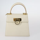 Salvatore Ferragamo Gancini Vala Bag Leather 3Set Beige Black white Auth 142965-15