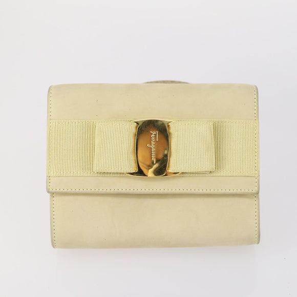 Salvatore Ferragamo Gancini Vala Bag Leather 3Set Beige Black white Auth 142965