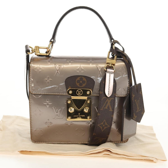 LOUIS VUITTON Monogram Vernis Spring Street PM Bag Silver M90567 LV Auth 142967V