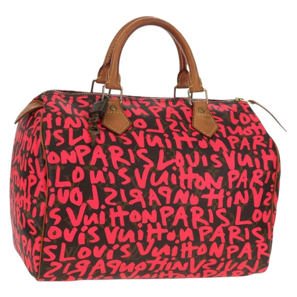 LOUIS VUITTON Monogram Graffiti Speedy 30 Hand Bag Pink M93704 LV Auth 142972V