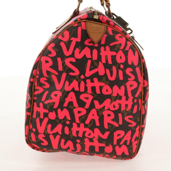 LOUIS VUITTON Monogram Graffiti Speedy 30 Hand Bag Pink M93704 LV Auth 142972V