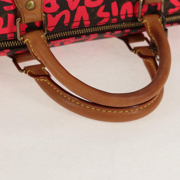LOUIS VUITTON Monogram Graffiti Speedy 30 Hand Bag Pink M93704 LV Auth 142972V