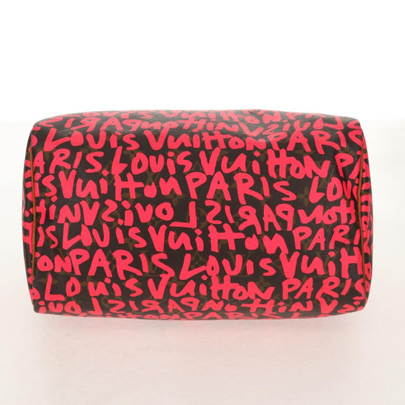 LOUIS VUITTON Monogram Graffiti Speedy 30 Hand Bag Pink M93704 LV Auth 142972V