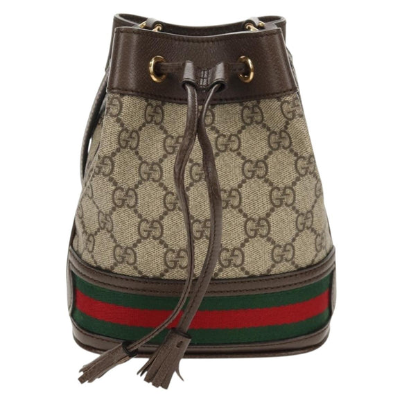 GUCCI GG Supreme Web Sherry Offdia Mini Bucket Bag PVC 550620 Auth 142976SAM