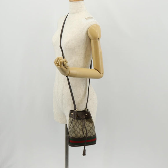 GUCCI GG Supreme Web Sherry Offdia Mini Bucket Bag PVC 550620 Auth 142976SAM