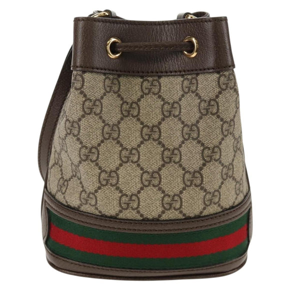 GUCCI GG Supreme Web Sherry Offdia Mini Bucket Bag PVC 550620 Auth 142976SAM