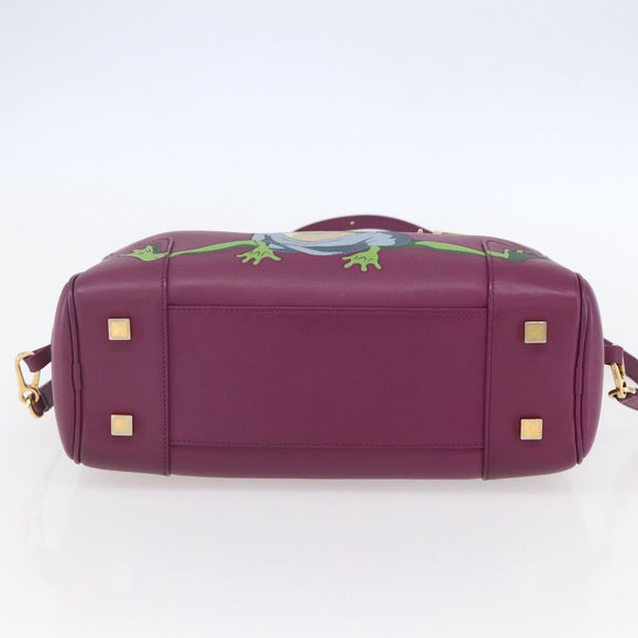 LOEWE Americana 28 Studio Ghibli Hand Bag Leather 2way Purple Auth 142978SAM