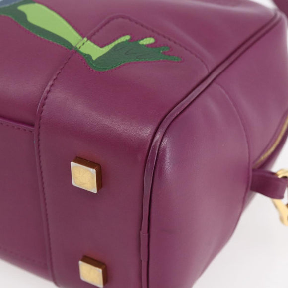 LOEWE Americana 28 Studio Ghibli Hand Bag Leather 2way Purple Auth 142978SAM