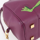LOEWE Americana 28 Studio Ghibli Hand Bag Leather 2way Purple Auth 142978SAM-15