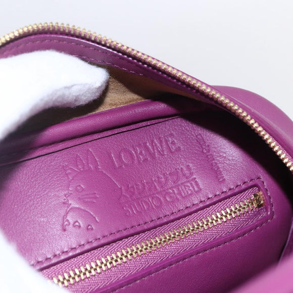 LOEWE Americana 28 Studio Ghibli Hand Bag Leather 2way Purple Auth 142978SAM