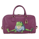 LOEWE Americana 28 Studio Ghibli Hand Bag Leather 2way Purple Auth 142978SAM-13
