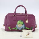 LOEWE Americana 28 Studio Ghibli Hand Bag Leather 2way Purple Auth 142978SAM-12