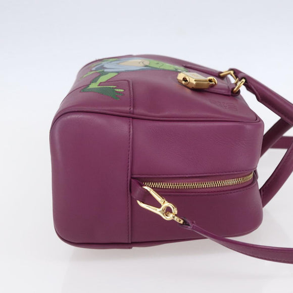 LOEWE Americana 28 Studio Ghibli Hand Bag Leather 2way Purple Auth 142978SAM