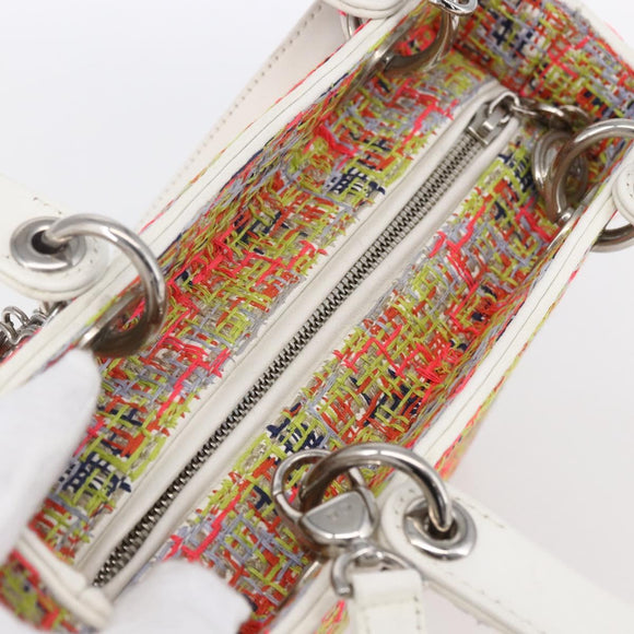 Christian Dior Lady Dior Bag Tweed 2way Multicolor Silver Auth 142980SM