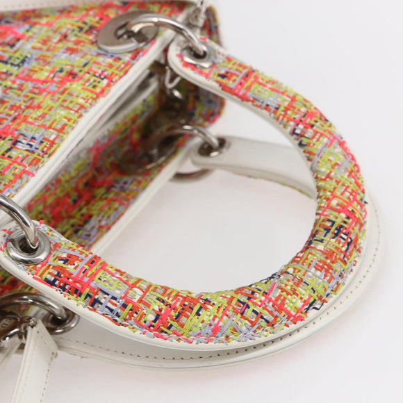 Christian Dior Lady Dior Bag Tweed 2way Multicolor Silver Auth 142980SM