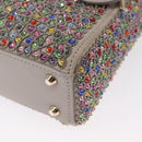 Christian Dior Lady Dior Beads Hand Bag Leather Multicolor Gold Auth 142981SM-11